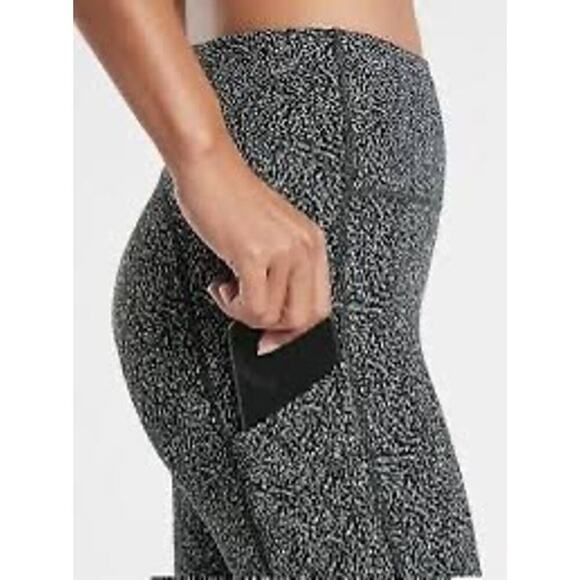 Athleta Leggings Ultimate Stash Pocket Textured 7/8 Tight Black/White Size S - Picture 3 of 9